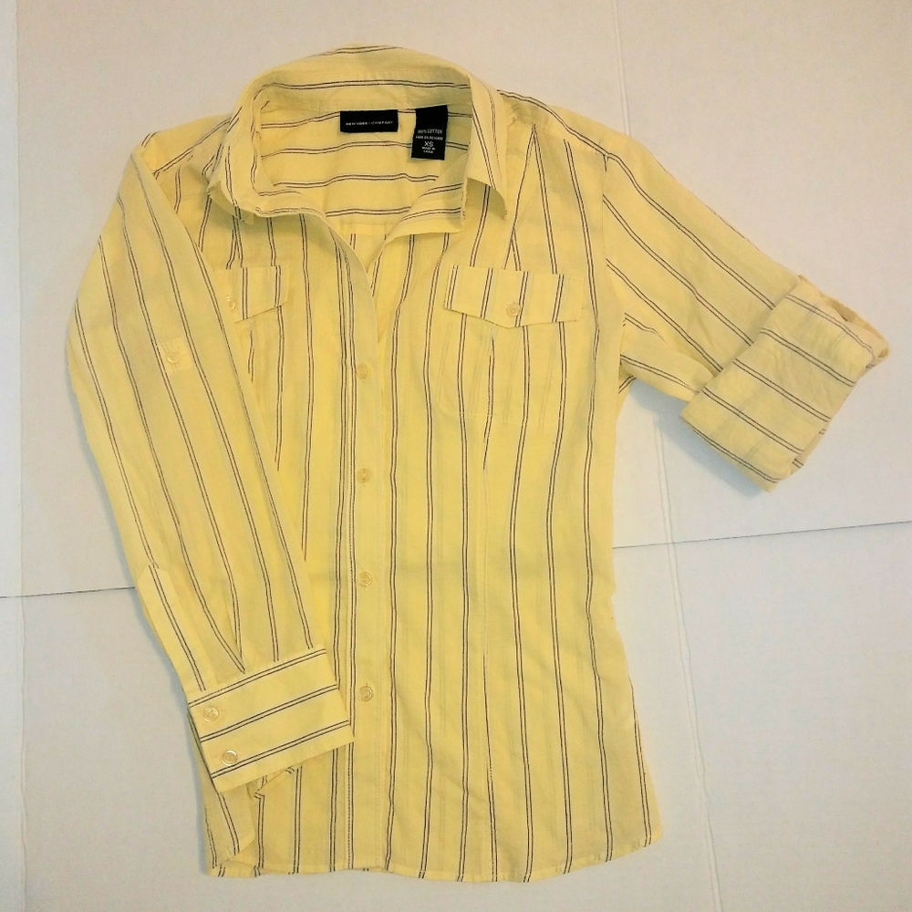 New York & Company Yellow Career Shirt XS